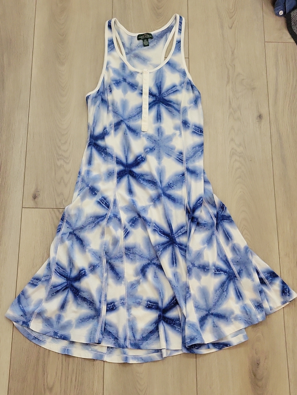 Ralph Lauren Blue and White Tie-Dye Tank Dress